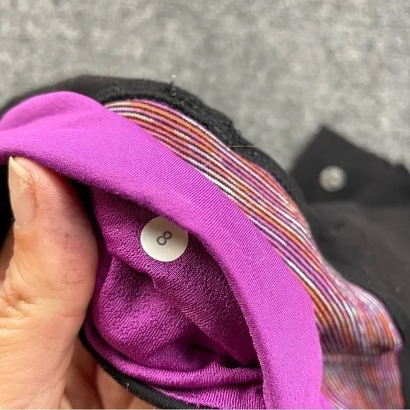 LULULEMON Womens Wunder Under Cropped Leggings Black Purple waistband size 8 - Picture 5 of 8